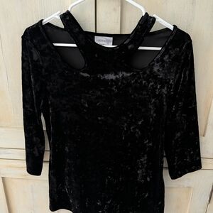Bisou Bisou Black Velvet Cutout Top